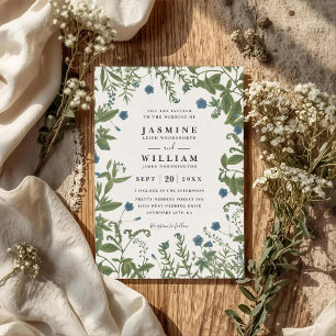 Convite Casamento Floral Verde Elegante Rústico Código QR