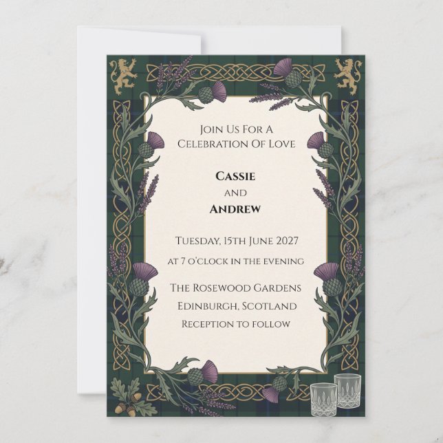 Convite Casamento Floral Verde Escuro (Frente)