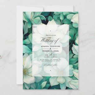 Convite Casamento Floral Verde Esmeralda e Prata