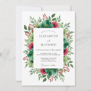 Convite Casamento Floral Verde Esmeralda na Natureza