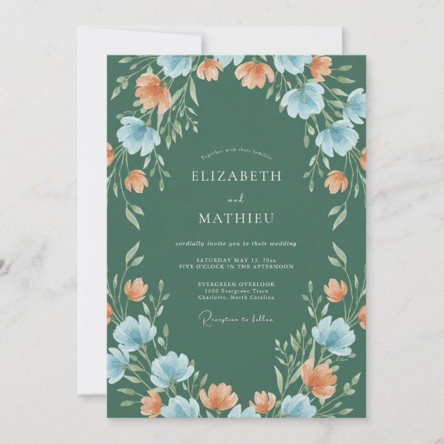 Convite Casamento Floral Verde Exuberante (Frente)