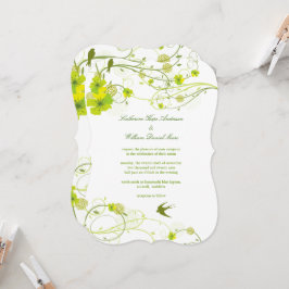 Convite Casamento Floral Verde Hibiscus Swirls & Swallow