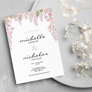 Convite Casamento floral verde-lilás, cor-de-rosa-botânico