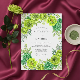 Convite Casamento Floral Verde Limão Caprichoso