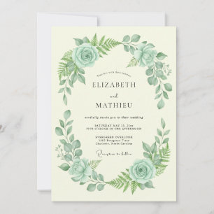 Convite Casamento Floral Verde Menta