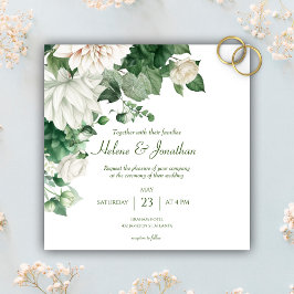 Convite Casamento Floral Verde Moderno