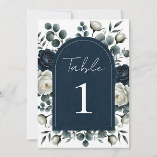 Convite Casamento Floral Verde Moderno Azul Escuro e Branc