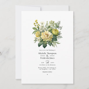 Convite Casamento Floral Verde Musgo