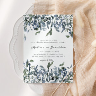 Convite Casamento Floral Verde Prateado Salvia
