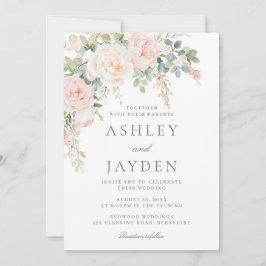 Convite Casamento Floral Verde-Rosa-Blush e Sage