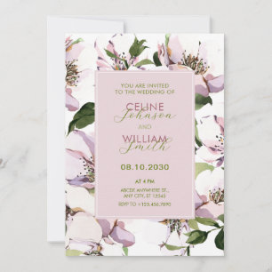 Convite Casamento floral verde-roxo