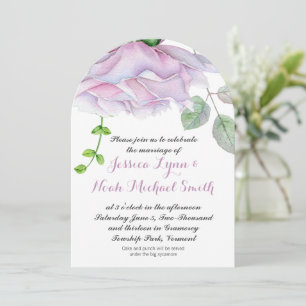 Convite Casamento floral verde roxo Pinkish da aguarela