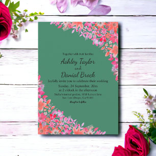 Convite Casamento Floral Verde Rústico Boho Elegante