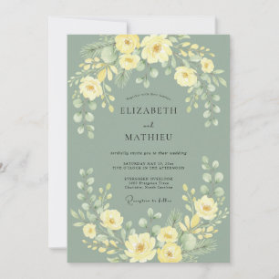 Convite Casamento Floral Verde Salvia na Primavera