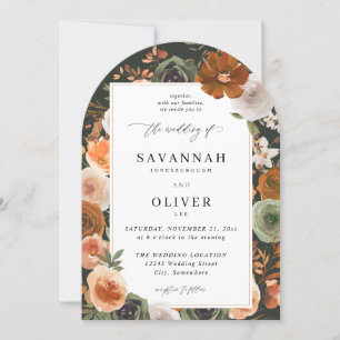 Convite Casamento Floral Verde & Terra Cotta S2 VLN- Arch 