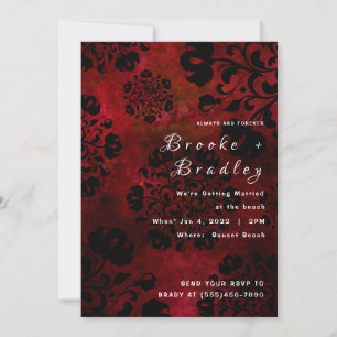 Convite Casamento Floral Vermelho e Preto