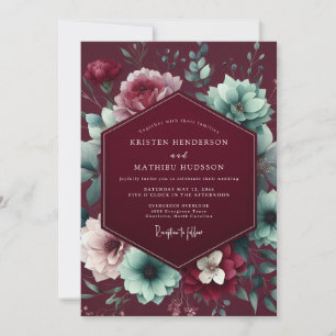 Convite Casamento Floral Vermelho Intenso e Temperamental