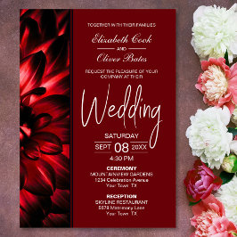 Convite Casamento Floral Vermelho Moderno