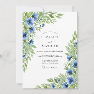 Convite Casamento Floral Vibrante Azure