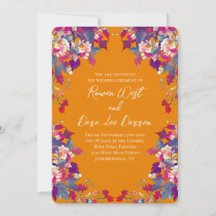 Convite Casamento Floral Vibrante Laranja