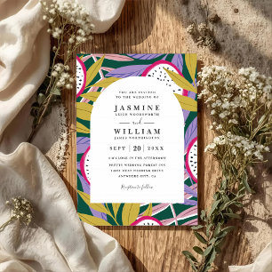 Convite Casamento Floral Vibrante Tropical Elegante Código
