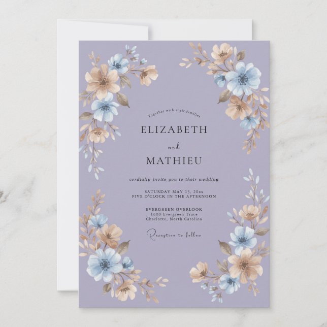 Convite Casamento Floral Vinca Menor (Frente)