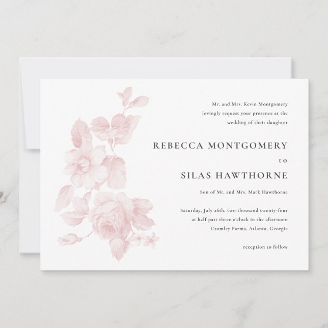 Convite Casamento Floral Vintage (Frente)
