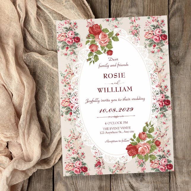 Convite Casamento floral vintage (Criador carregado)