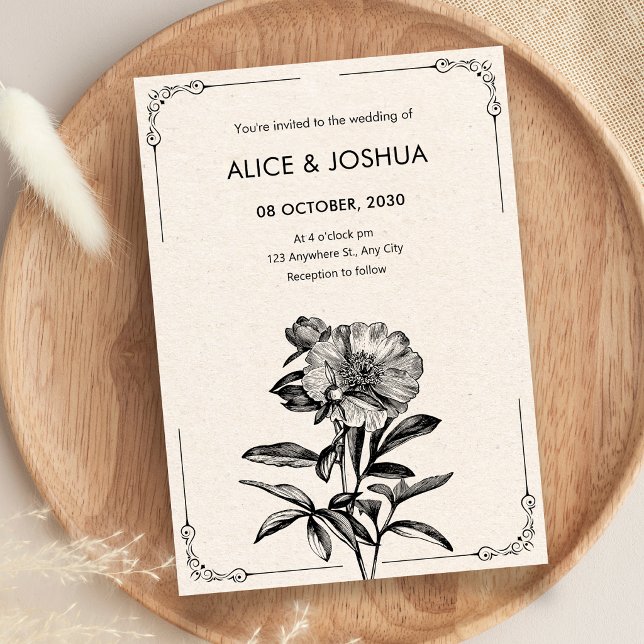 Convite Casamento floral vintage (Criador carregado)