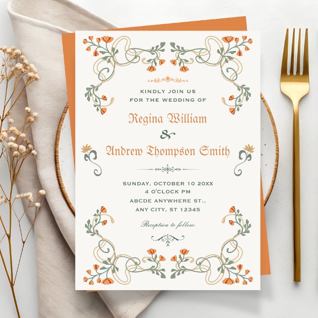 Convite Casamento floral vintage (Criador carregado)