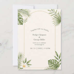 Convite Casamento Floral Vintage Arco Verde Salvia Havaí
