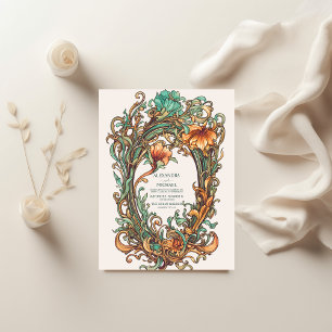 Convite Casamento Floral Vintage Art Nouveau