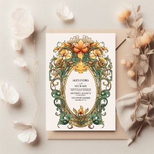 Convite Casamento Floral Vintage Art Nouveau
