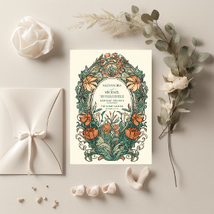 Convite Casamento Floral Vintage Art Nouveau