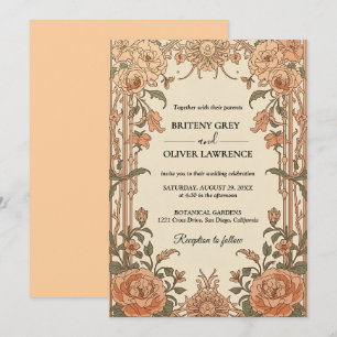 Convite Casamento Floral Vintage Art Nouveau de William Mo