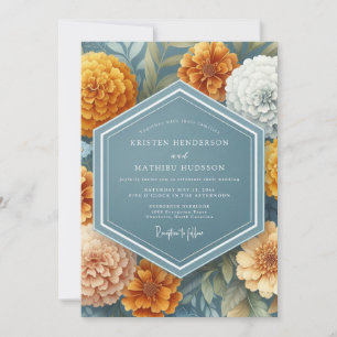 Convite Casamento Floral Vintage Marigold