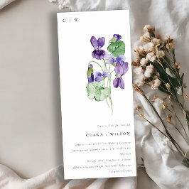 Convite Casamento Floral Violet Violet Monograma bonito