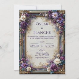 Convite Casamento Floral Violeta Empoeirado
