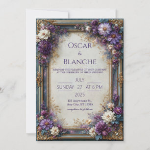 Convite Casamento Floral Violeta Empoeirado