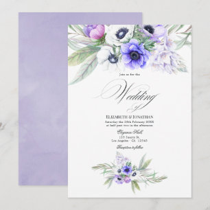 Convite Casamento Floral Violeta Pastel