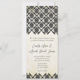 Convite Casamento Floral Vitoriano Antigo em Damasco