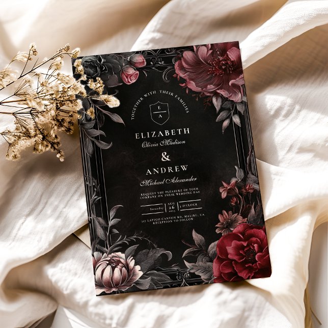 Convite Casamento Floral Vitoriano Art Nouveau (Criador carregado)