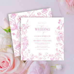 Convite Casamento Floral Vitoriano Chinoiserie Rosa