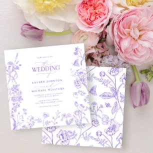 Convite Casamento Floral Vitoriano da Lavanda Chinoiserie