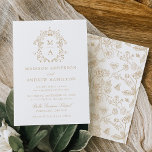 Convite Casamento Floral Vitoriano de Chinoiserie Dourada<br><div class="desc">Apresentamos nossos convites para casamento Floral vitoriano da China Dourada Elegante. Fusão da elegância do eterno e beleza delicada, esses convites apresentam intrincados motivos de monograma, antiquados e dourados, em torno das iniciais do monograma do casal, em meio aos florais vitorianos. Faça a palco do seu casamento com um convite...</div>