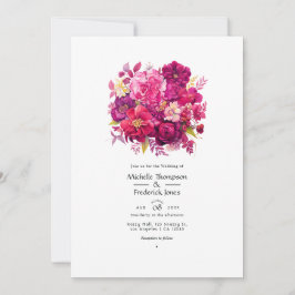 Convite Casamento Floral Viva Magenta