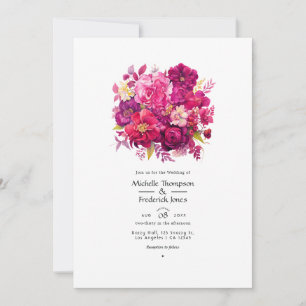 Convite Casamento Floral Viva Magenta