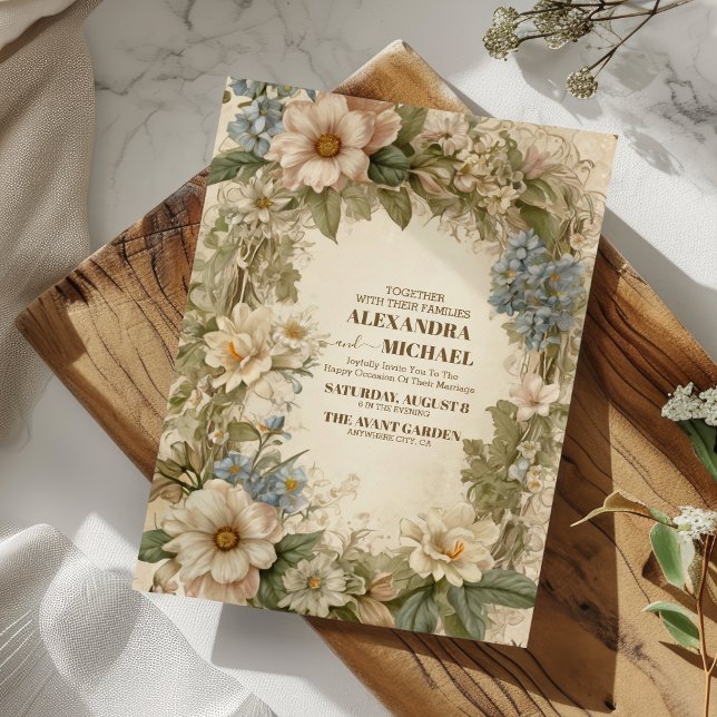 Convite Casamento Floral Whimsical Vitoriano Real (Criador carregado)