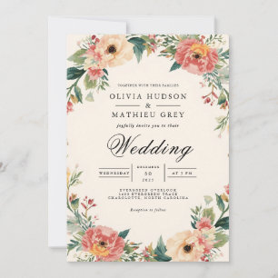Convite Casamento Floreal de Esmagamento Eetal