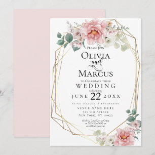 Convite Casamento Flores De Aquarelas De Pênia Rosa Beb